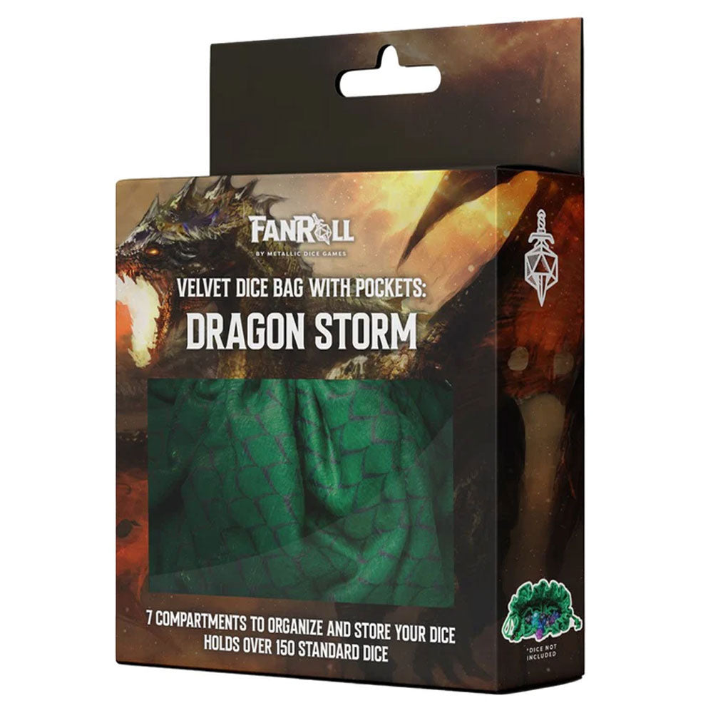 Sac de dés de compartiment de velours avec poches Dragon Storm