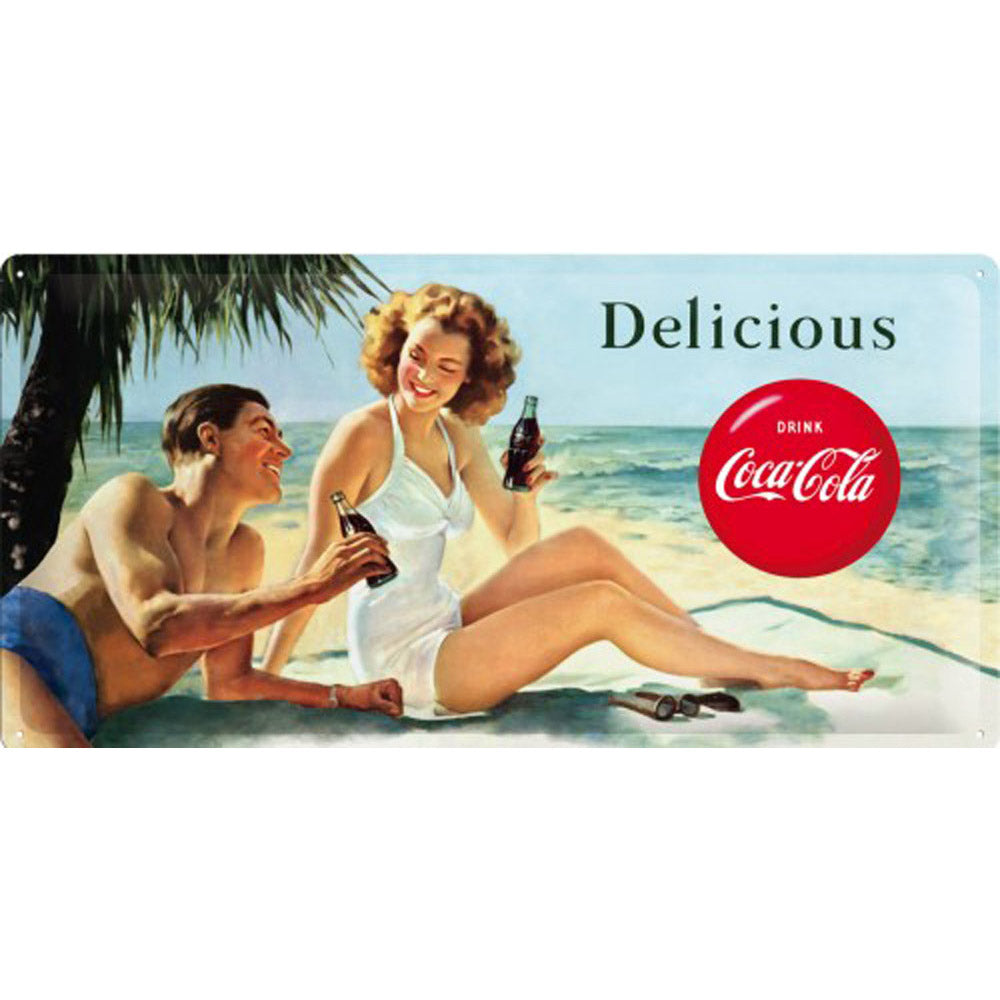 Nostalgic-Art Coca-Cola Beauties Beach Long Sign (25x50cm)