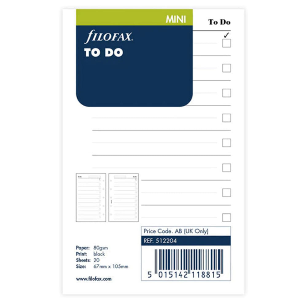 Filofax mini til at genopfylde 20pk