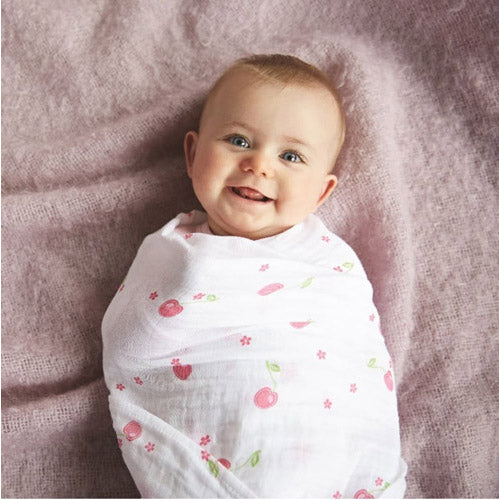 Silly Billyz Muslin Cherry Delight Swaddle Wrap 2pk