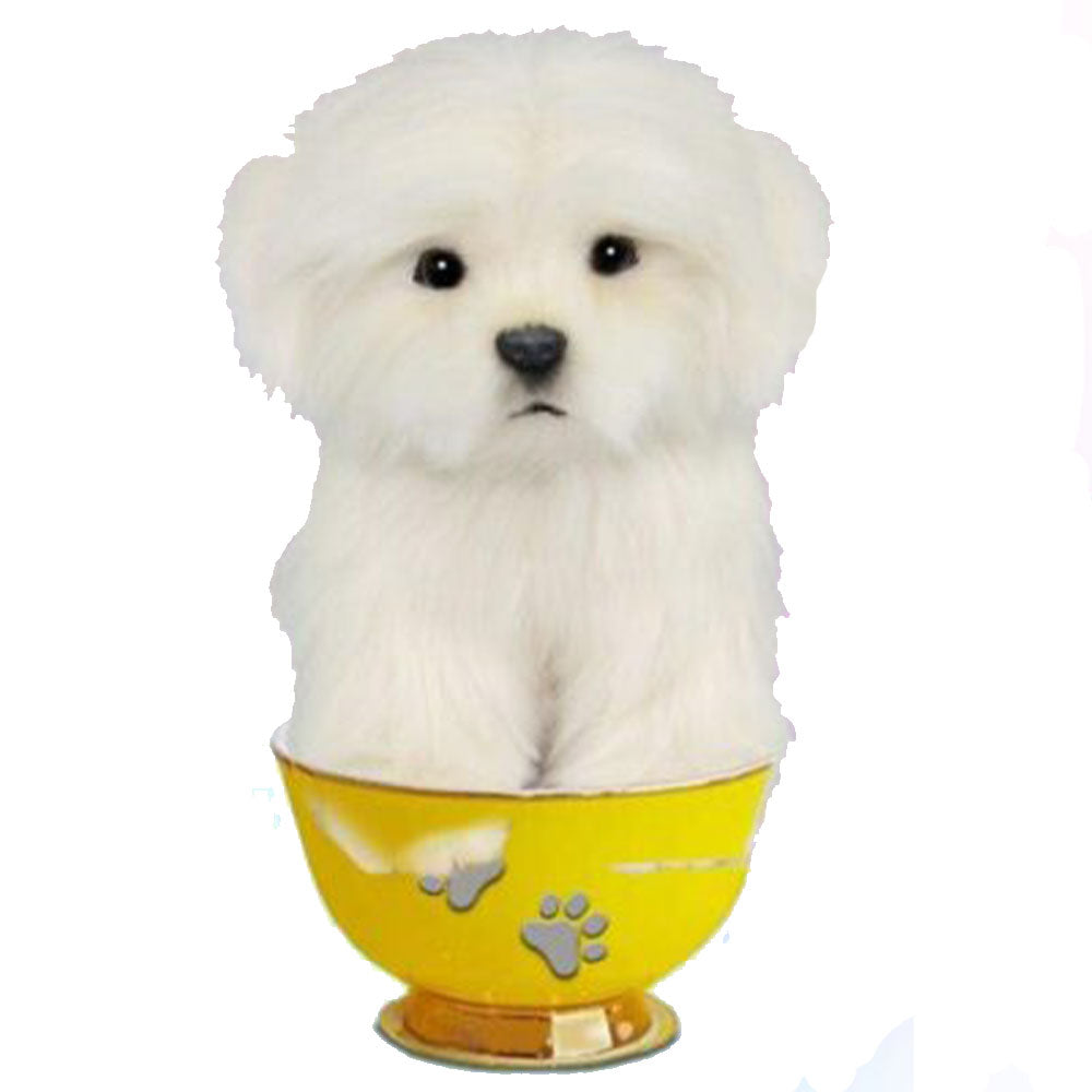 Tasse de thé à chiens réaliste jouet en peluche 15cm