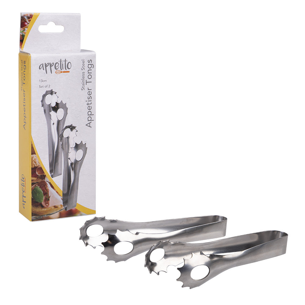 Appetito Stainless Steel Appetiser Tongs 13cm (Set of 2)