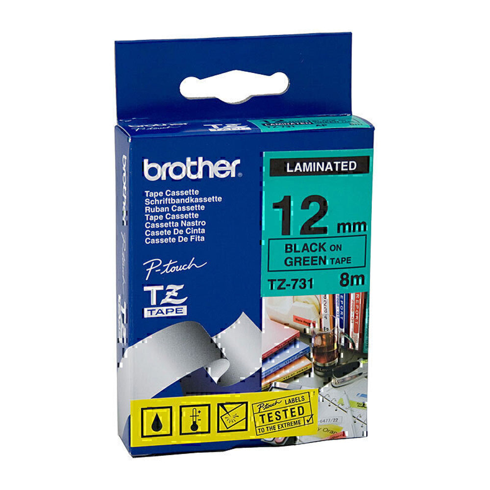 Brother Lamined Black en cinta de etiquetado verde