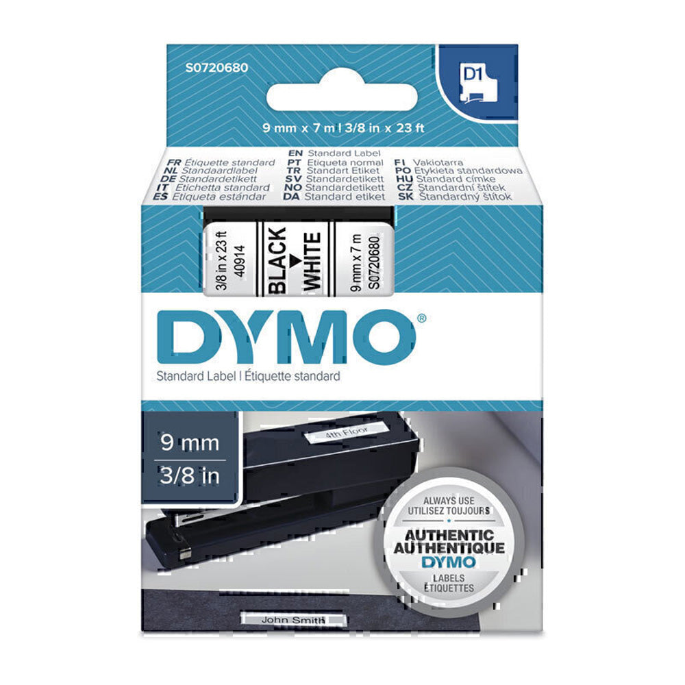 Dymo Black auf weißes Etikettbandband