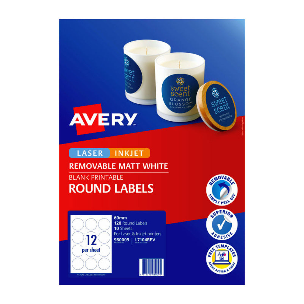 Avery Round Rótulos 60mm 12up 10pk