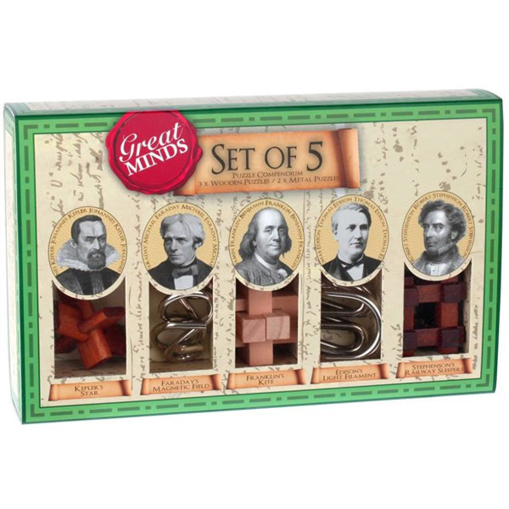 Great Minds Wood & Metal Brainterer Puzzle 5pcs