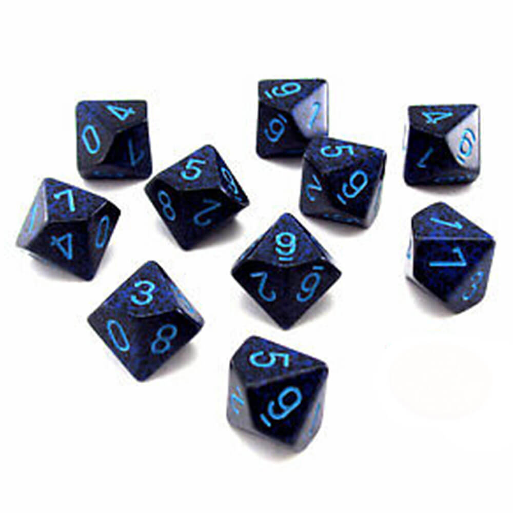 Chessex D10 Polyhedral 10-die flekkete sett