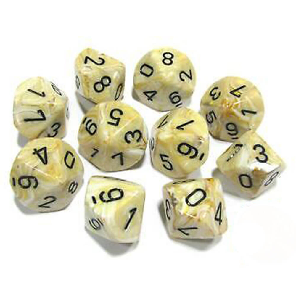  Chessex D10 Polyedrisches Marmor-Set mit 10 Würfeln