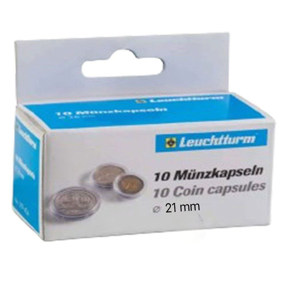 Cápsulas de monedas Leuchtturm 10pk (del tamaño 20-29)