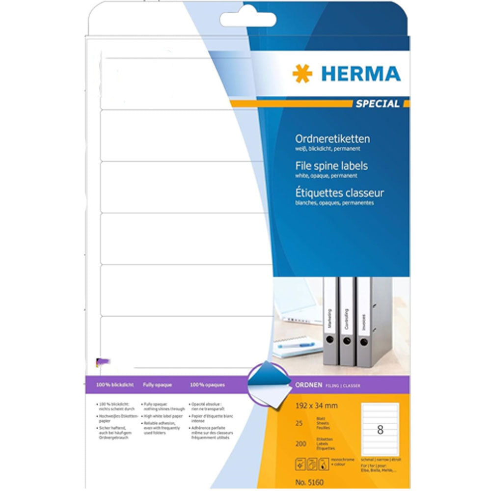 Herma File Spine Labels A4 25pc (vit)