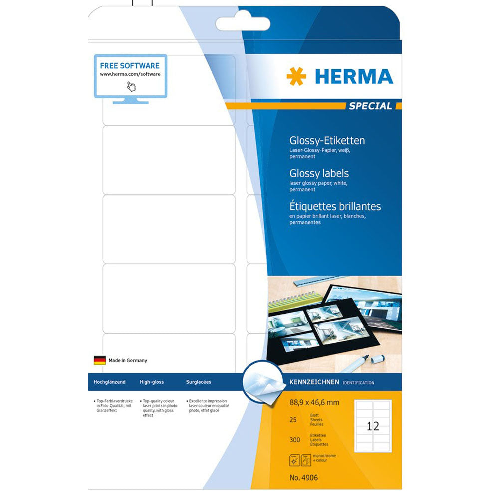 Herma Laser Glossy Labels A4 25pc (White)