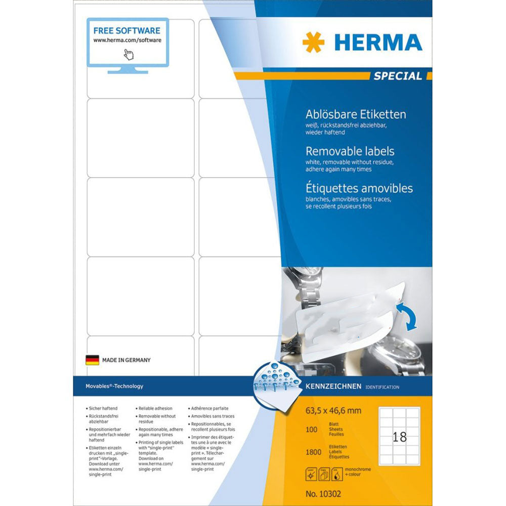 Herma Removable Labels A4 100pc (White)