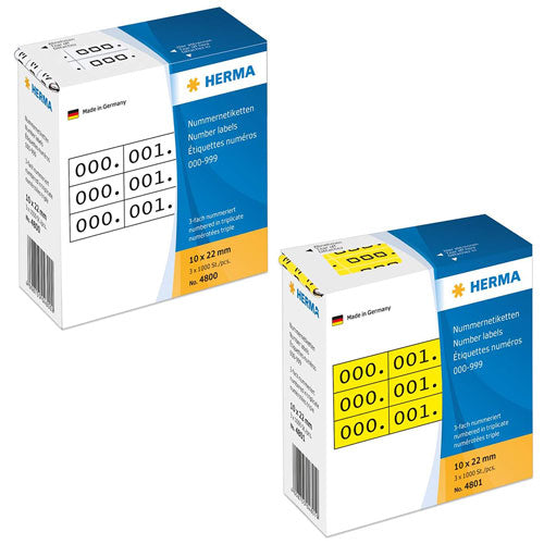 Herma Triplicate Number Labels 1000pc (10x22mm)