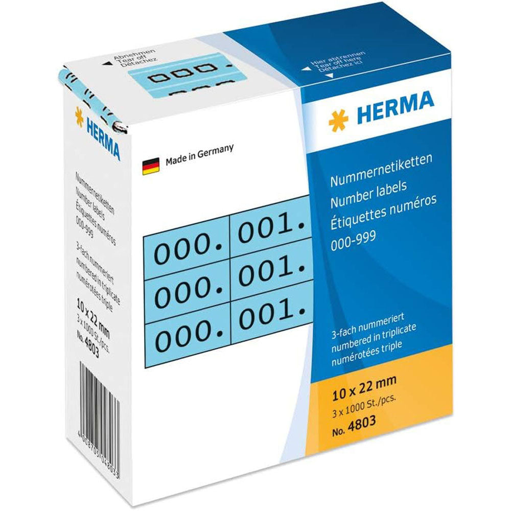 Herma Triplicate Number Etiketter 1000pc (10x22mm)