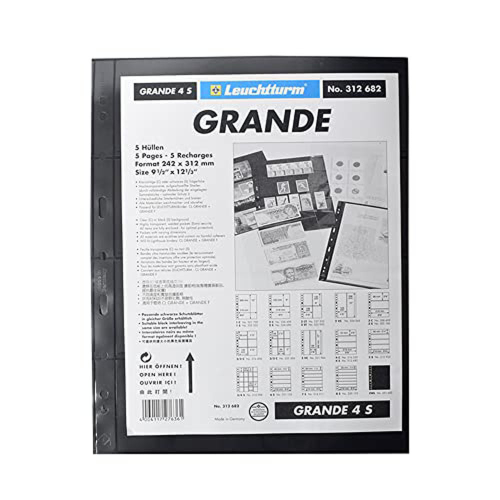 Leuchtturm Grande Plastic Fick Sheets 5pk (svart)