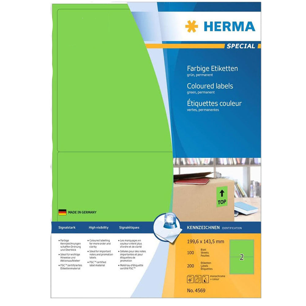 Herma Colored Etiketter A4 100 st (199.6x143.5mm)