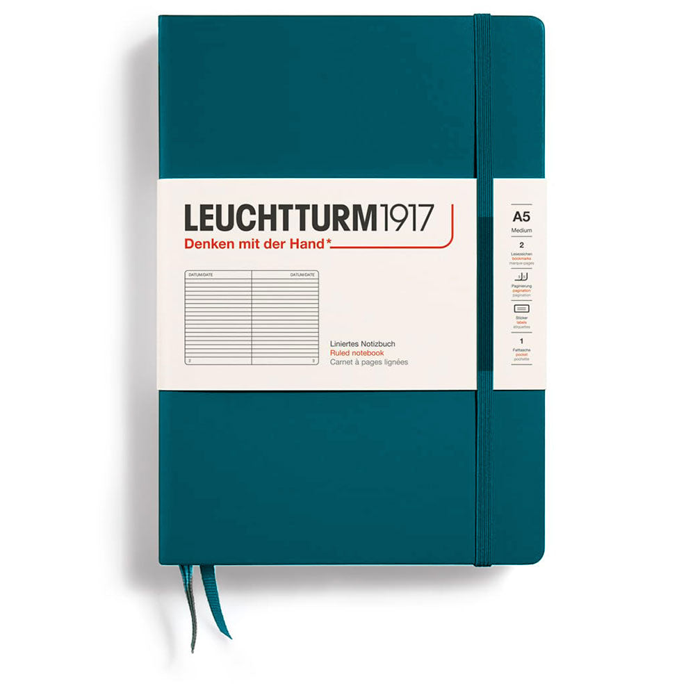 Leuchtturm twarda okładka rządzona notebookiem A5 (zielony)