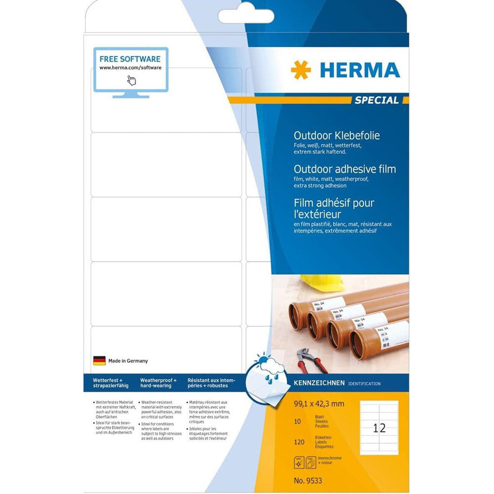 Herma utomhusfilm etiketter A4 10pc (vit)