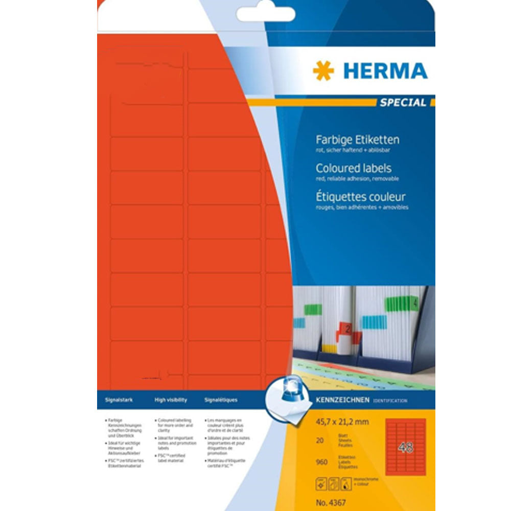 Wyjmowane etykiety Herma A4 20pc (45,7x21,2 mm)