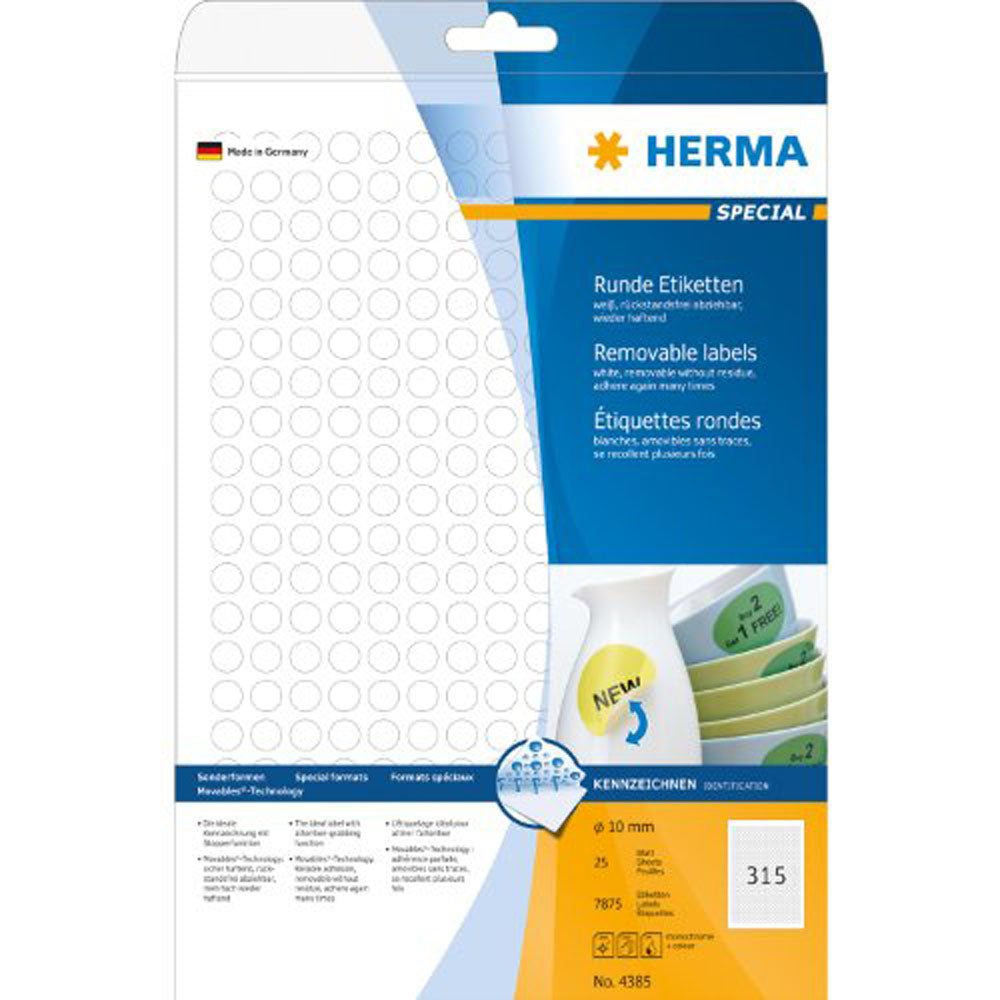 Herma Round avtagbara etiketter 25 st (vit)