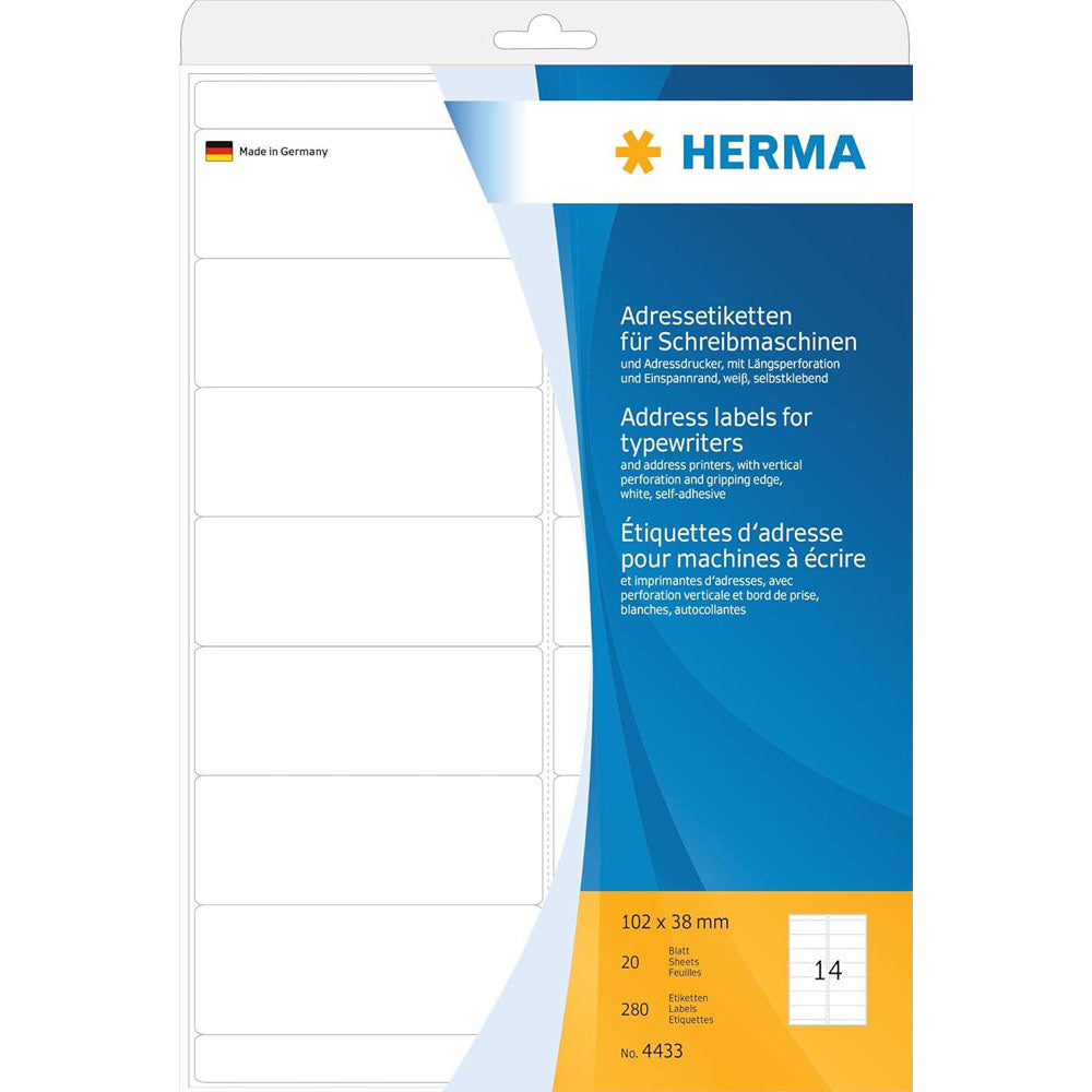 Herma Permanent Adhesive Typewriter Labels A4