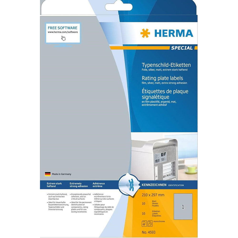 Herma Rating Plate Etiketter A4 10pc (silver)