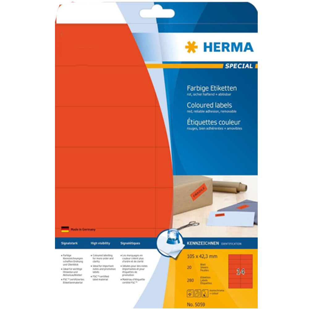 Herma Removable ColoredラベルA4 20pc（105x42.3mm）