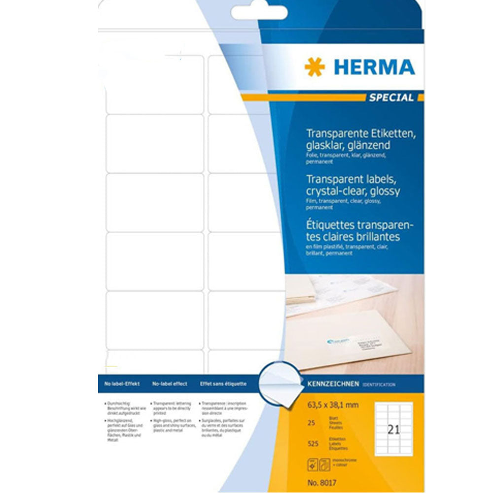 Herma transparent kristallklara etiketter A4 25 st