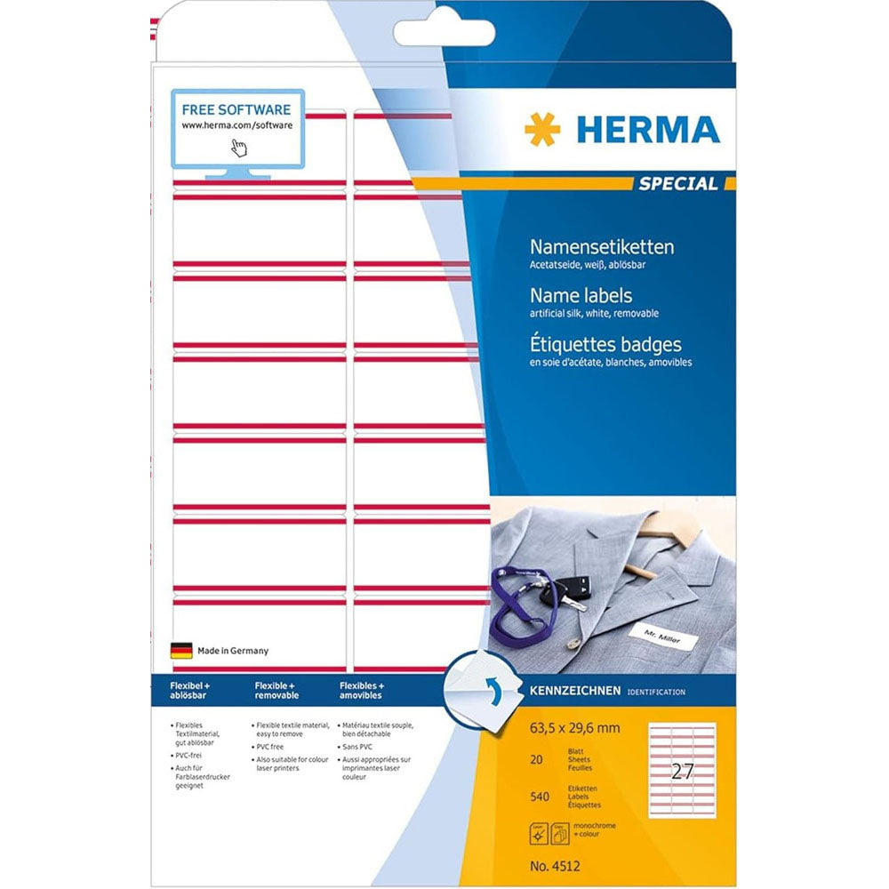 Herma Farvet navn Etiketter A4 20pc (63,5x29,6 mm)