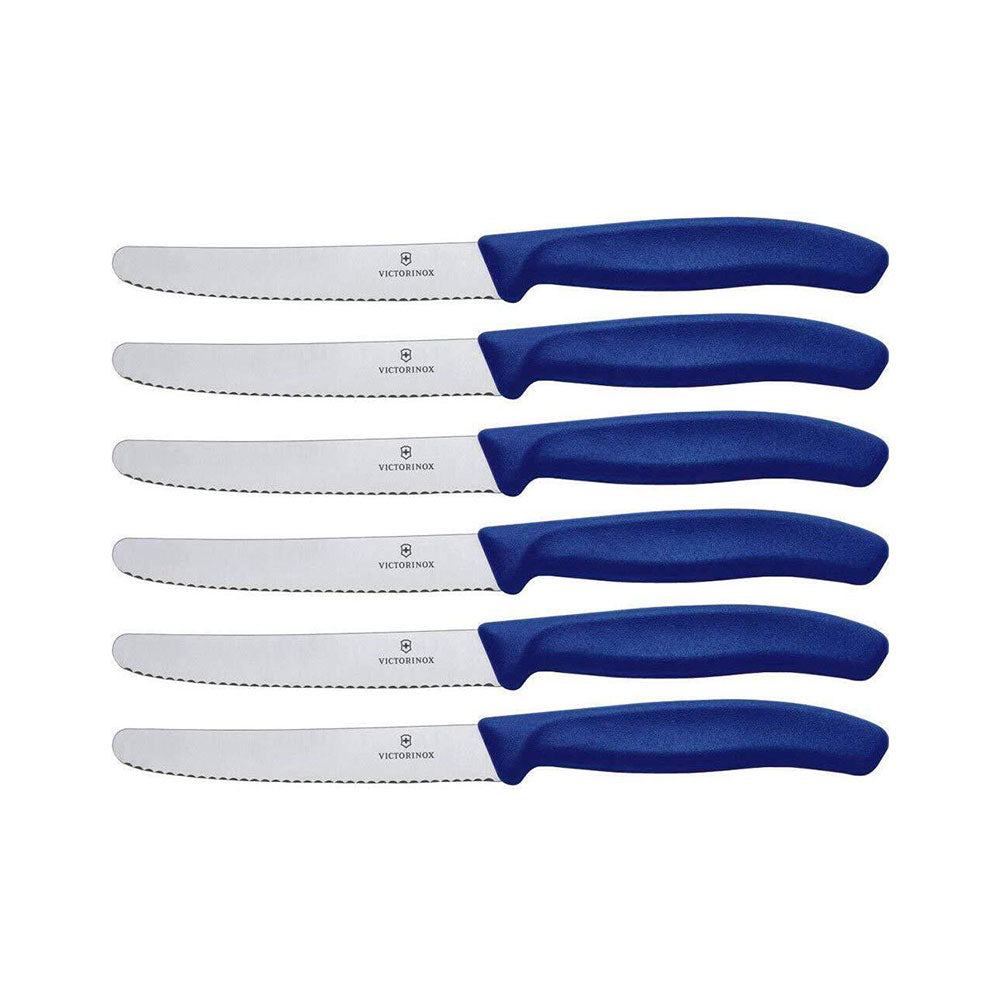 Classic Round Tip Sarrrated Steak & Tomato Knife (blauw)