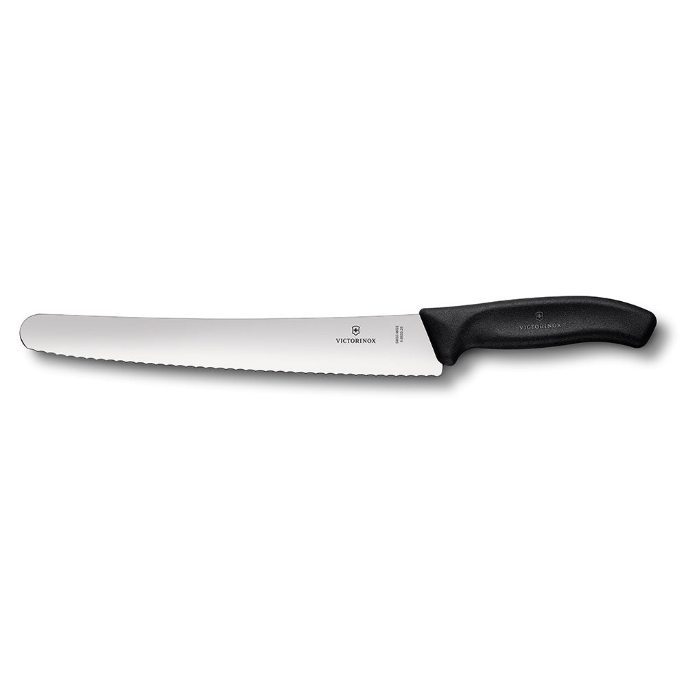 Cuchillo de pan de borde ondulado de punta redonda 26 cm (negro)