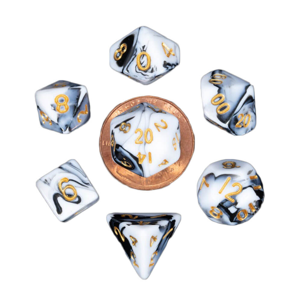 MDG Mini Poly Dice Set (w/ złoto)