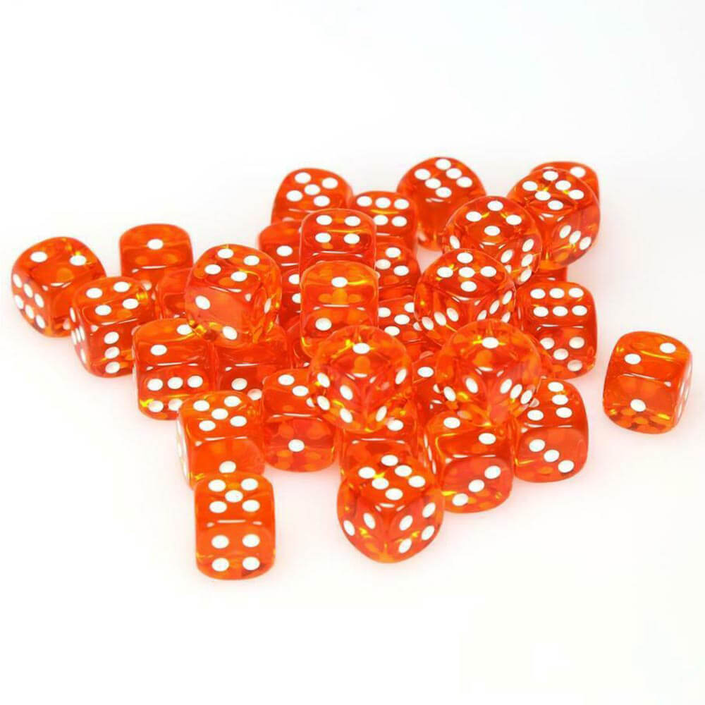 D6 DICE TRANSLUCENT 12MM (36 DICE)