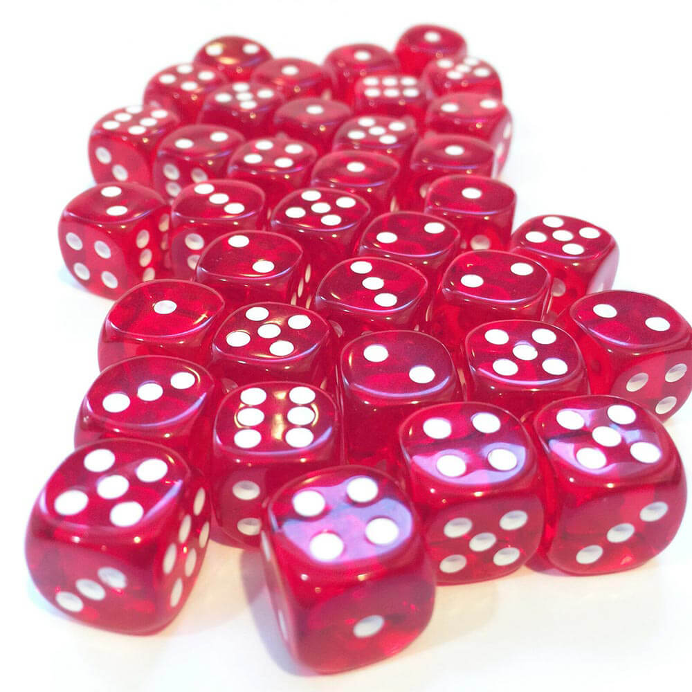 D6 DICE doorzichtig 12 mm (36 dobbelstenen)