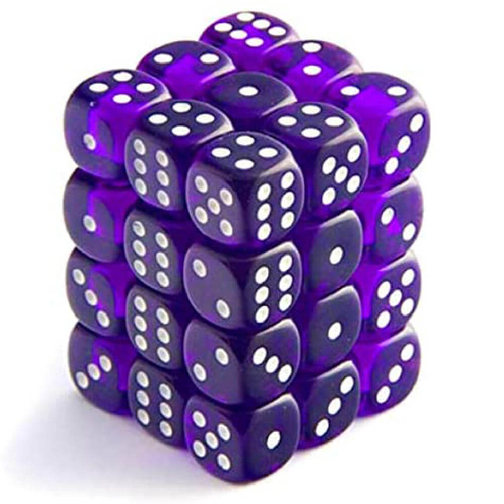 D6 DICE TRANSLUCENT 12MM (36 DICE)