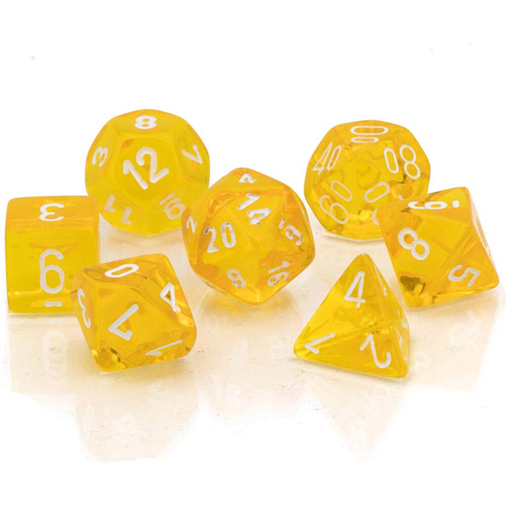 D7 Die set dobbelstenen doorzichtig poly (7 dobbelstenen)