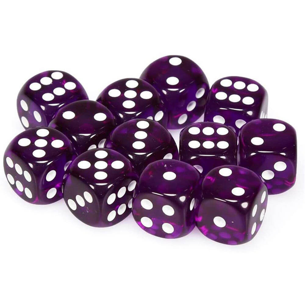 D6 DICE doorzichtig 16 mm (12 dobbelstenen)