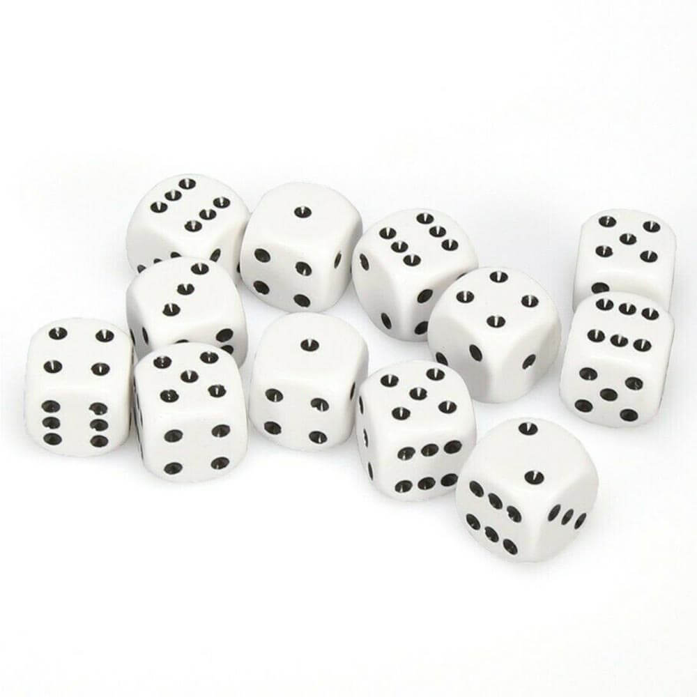 D6 DICE OPAQUE 16mm (12 dados)