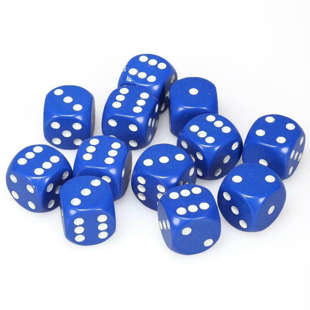 D6 DICE OPAQUE 16mm (12 tärningar)