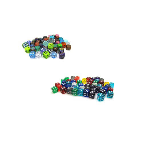 D6 Dice Assorted Loose 12mm (50 Dice)