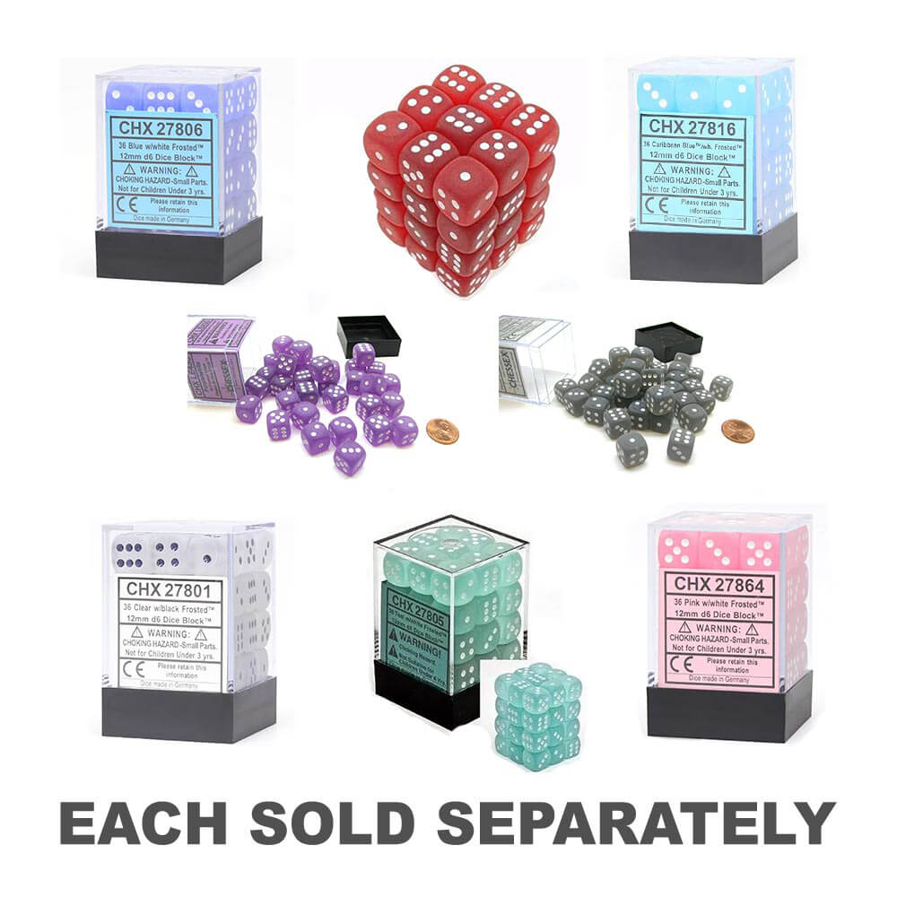 D6 Dice Frosted 12mm (36 Dice)