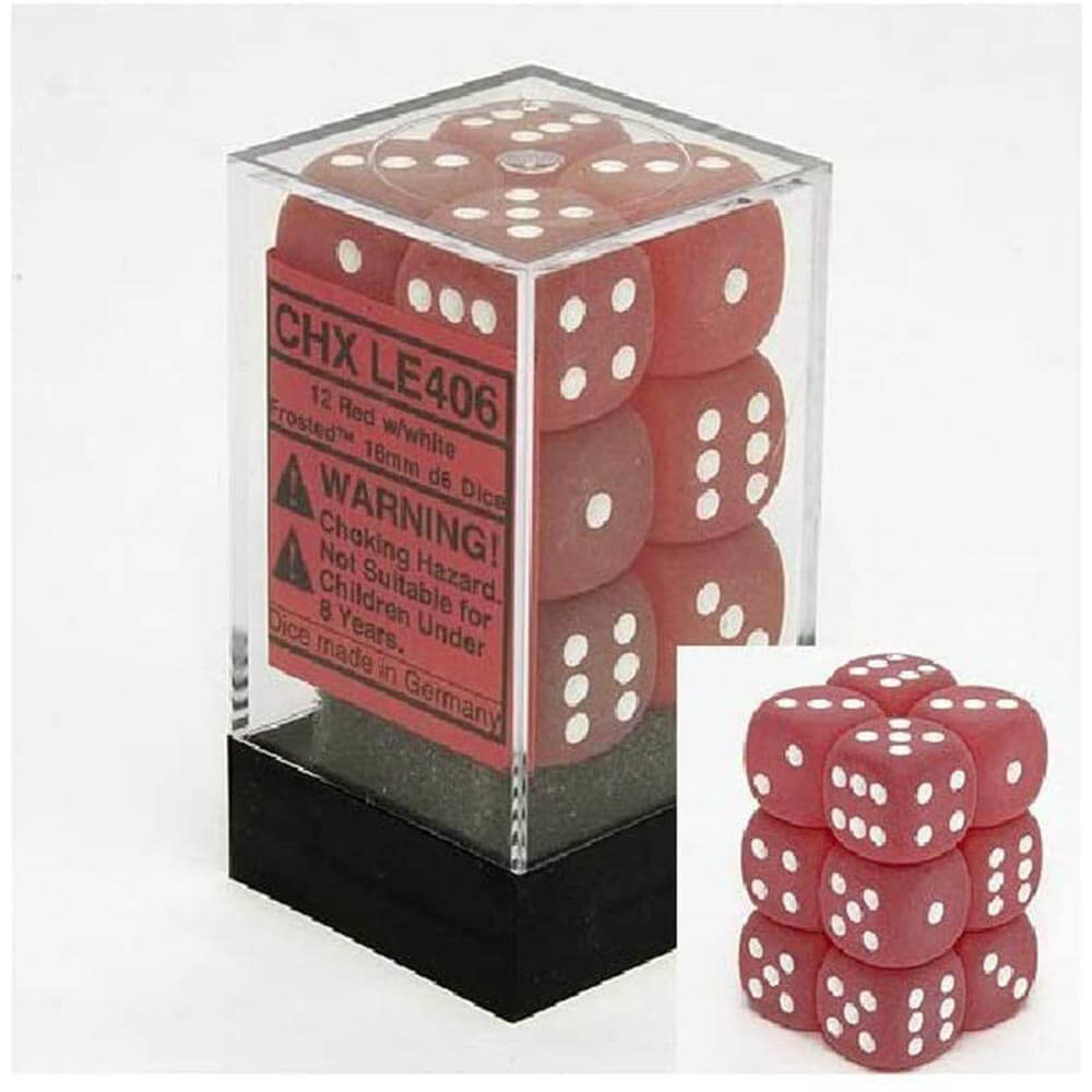 D6 DICE Frosted 16mm (12 tärningar)