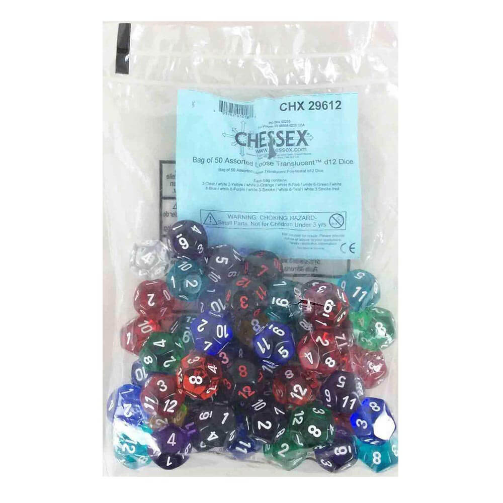 D12 terninger Assorteret løs polyhedral (50 terninger)