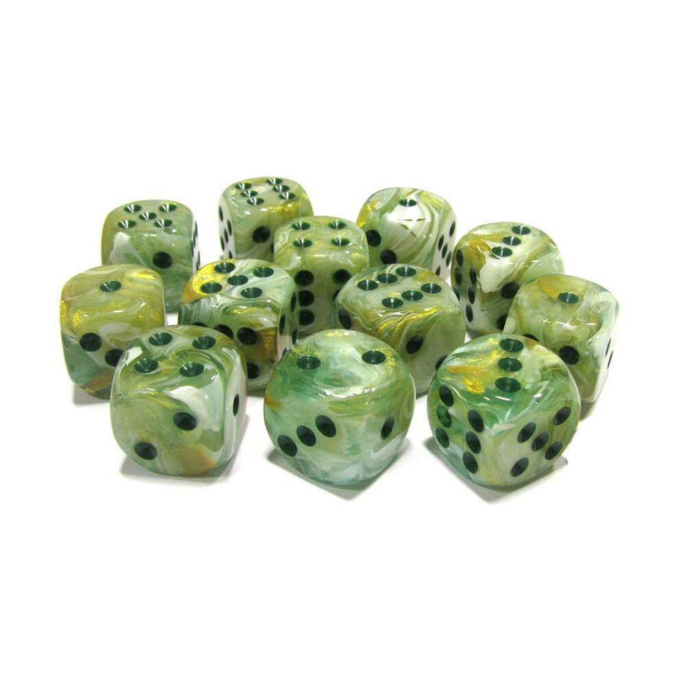 D6 DICE marmor 16mm (12 tärningar)