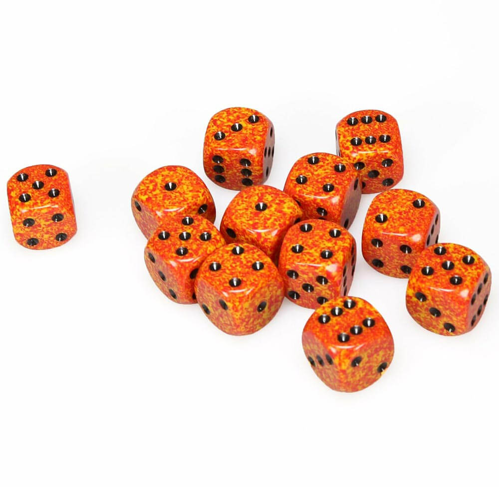 D6 DICE SPECKLADED 16mm (12 dados)