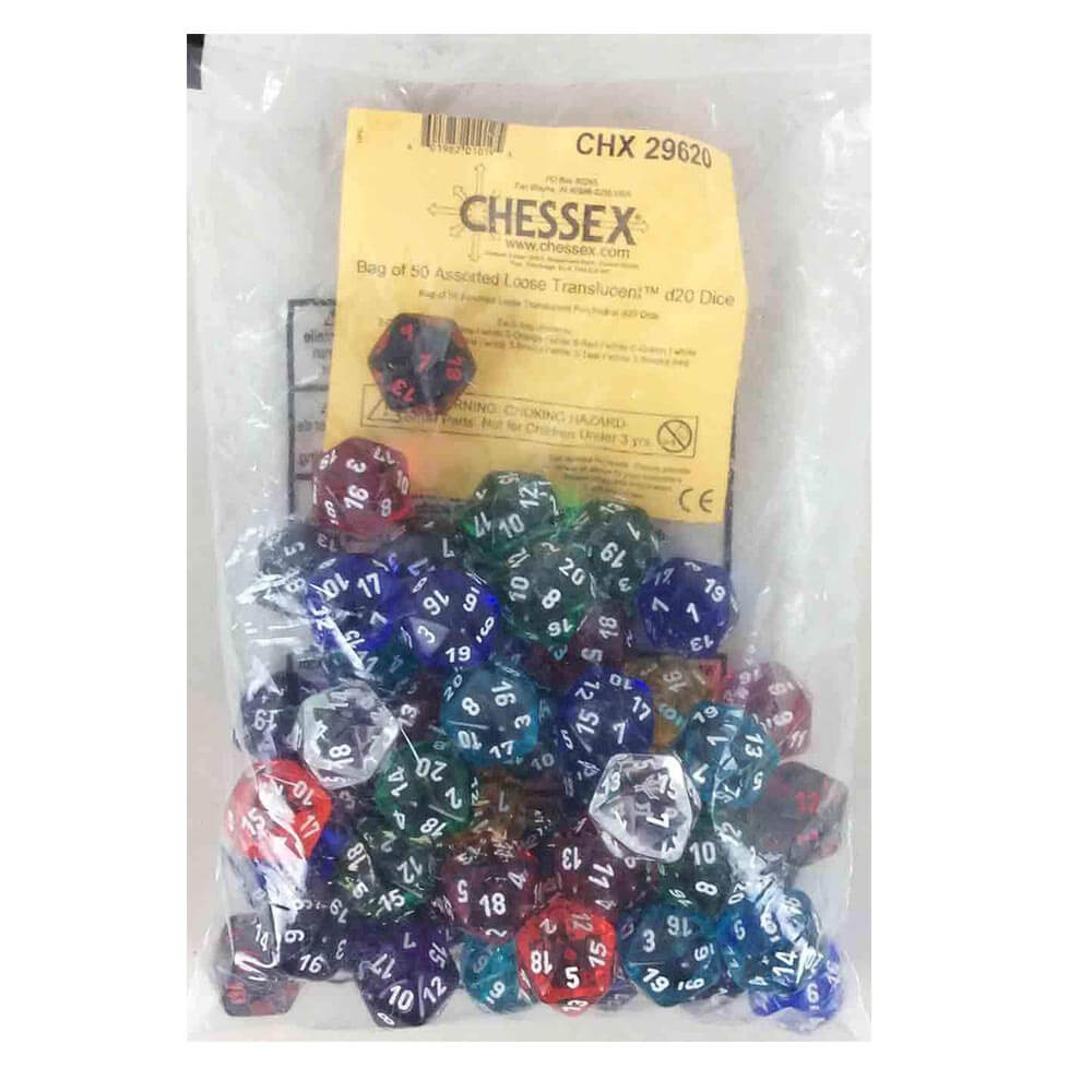 DICE D20 variado poliedral solto (50 dados)