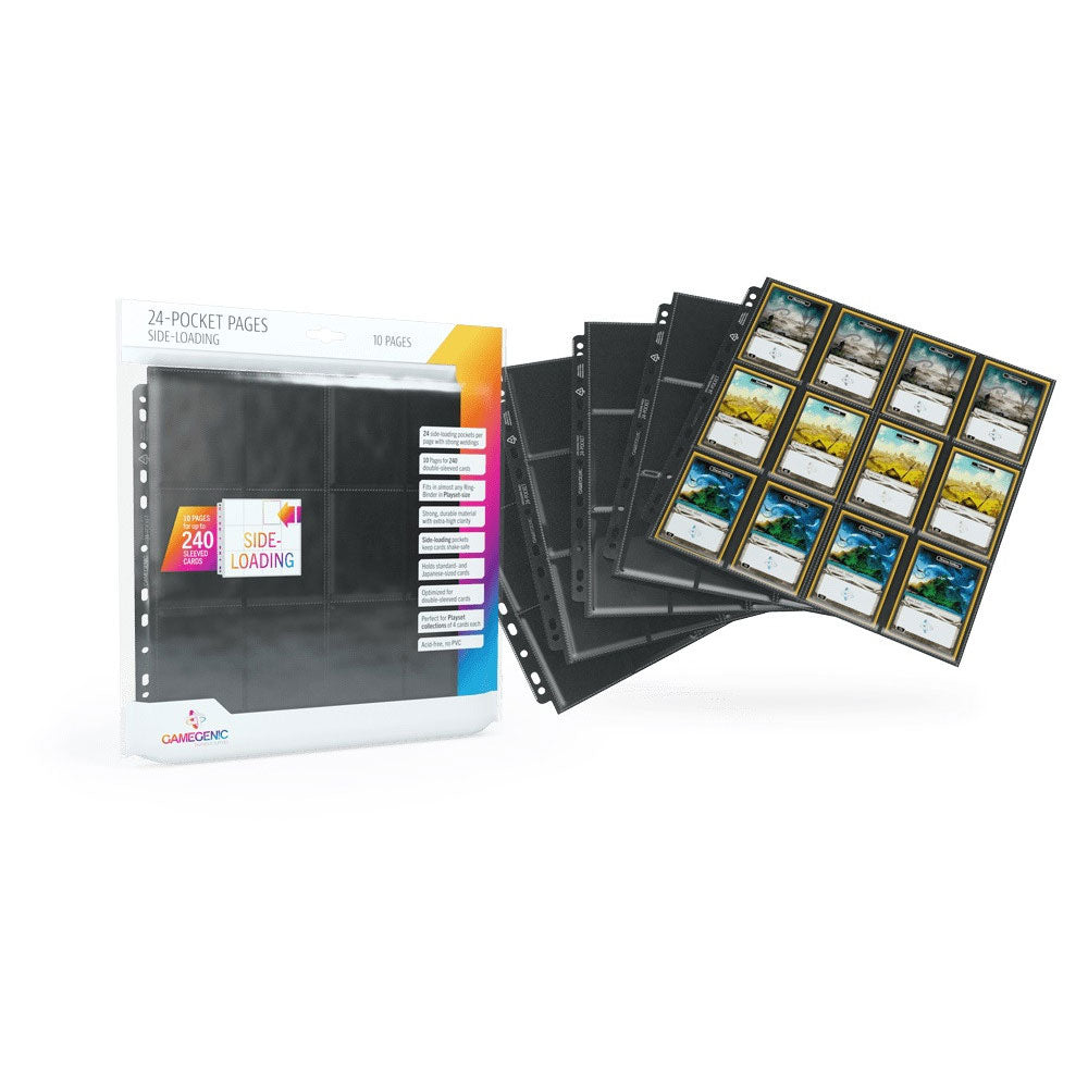 Gamegenic 24-Pocket Sideloading Album Pages 10pcs (Black)