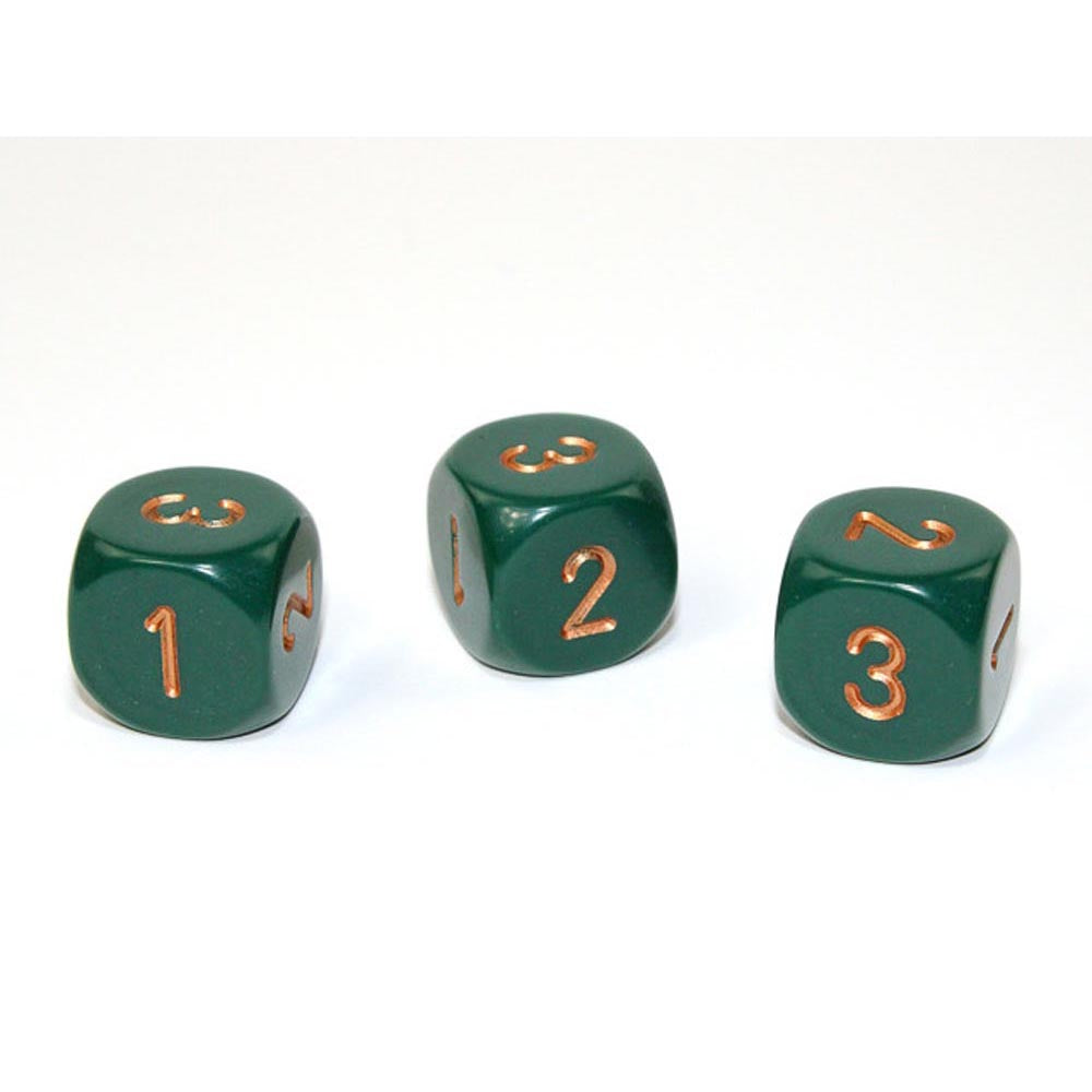 Chessex D3 Opaque Dice 16mm (D6 w/ 1-3 Twice)