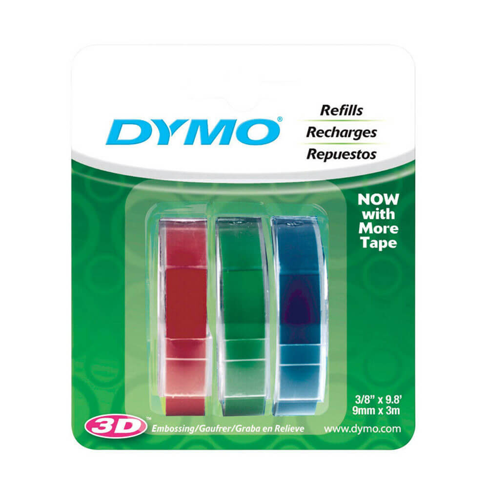 Dymo Embossing Tape Label 9mmx3m (3pk)