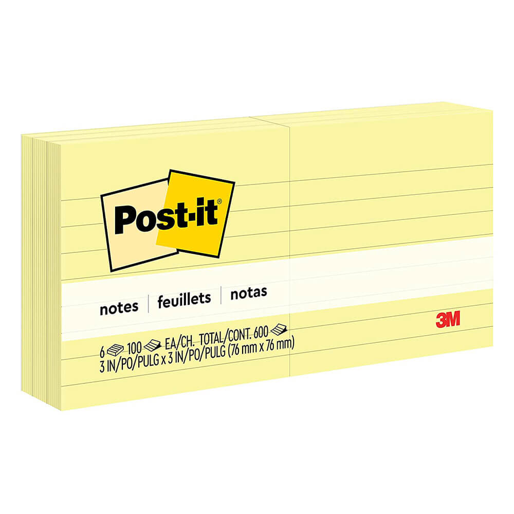 Post-it-anteckningar fodrade 76x76mm (6pk)